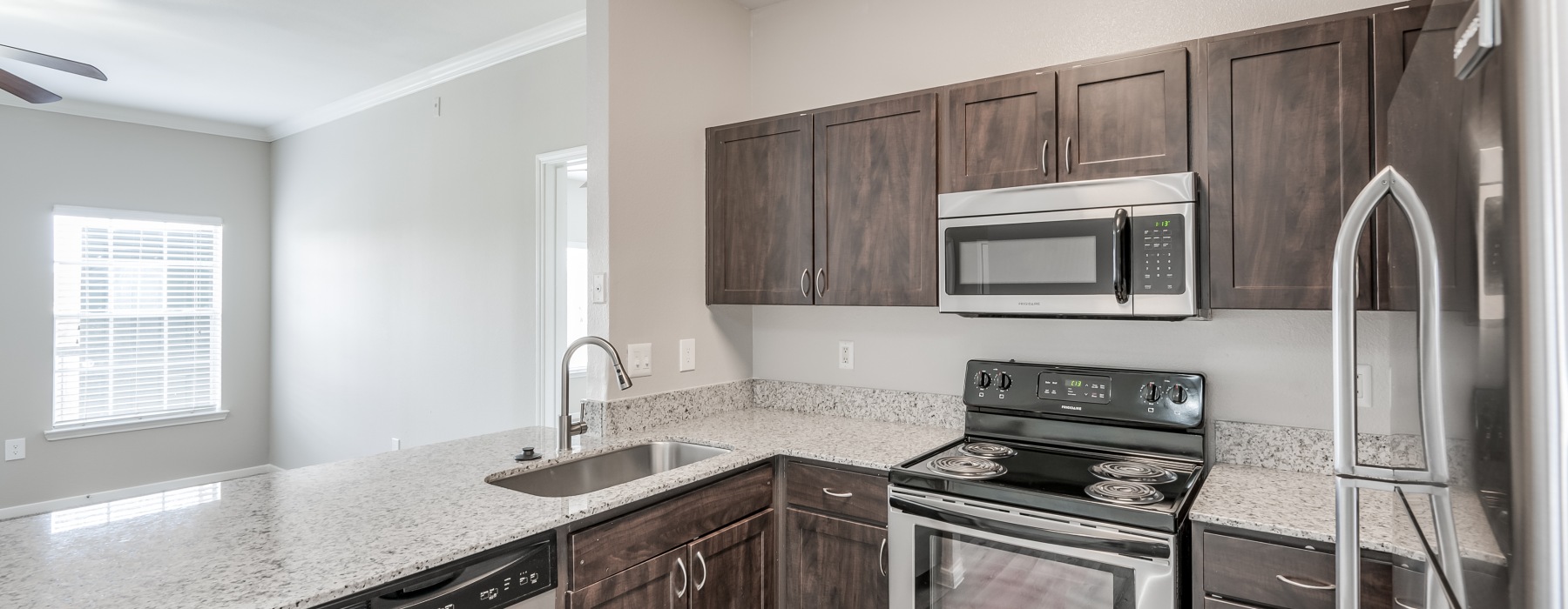 kitchen with brown cabinets