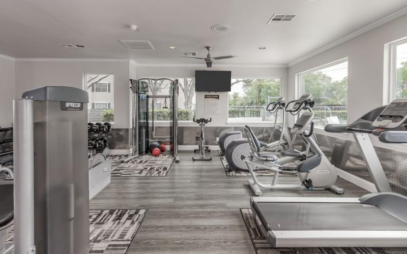 a gym with exercise equipment