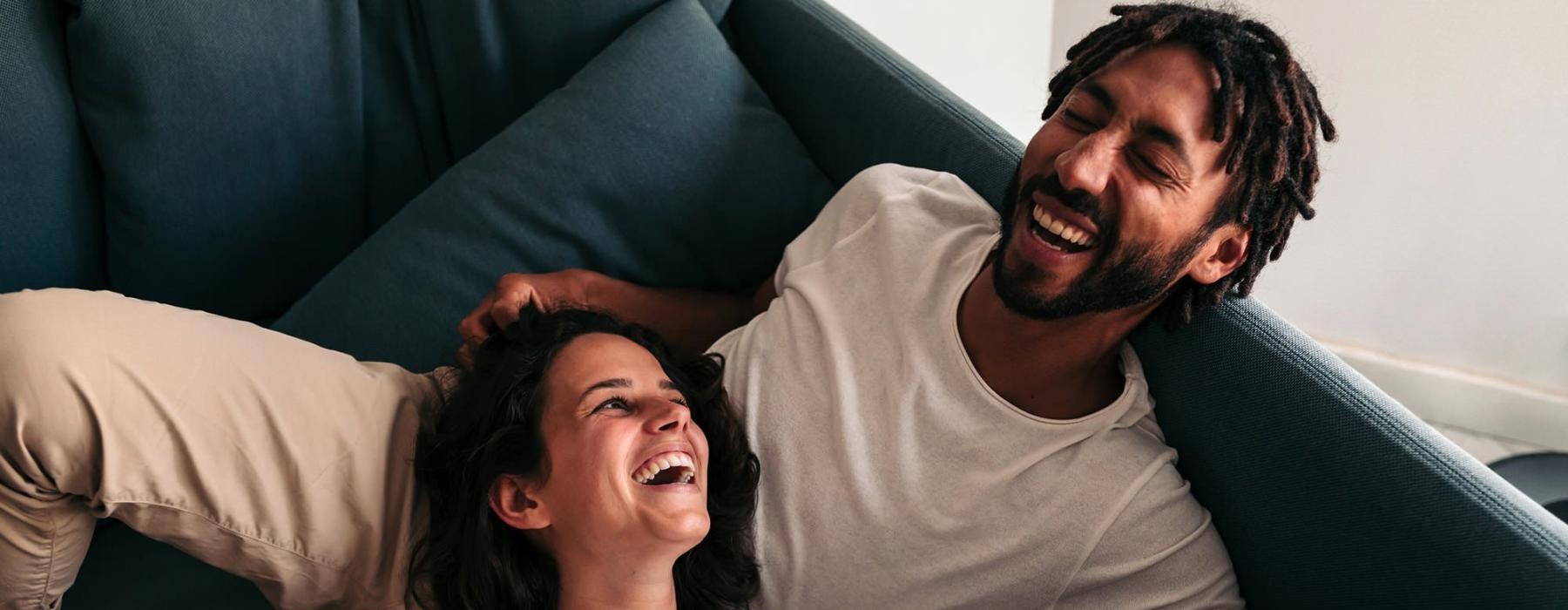 a man and woman laughing